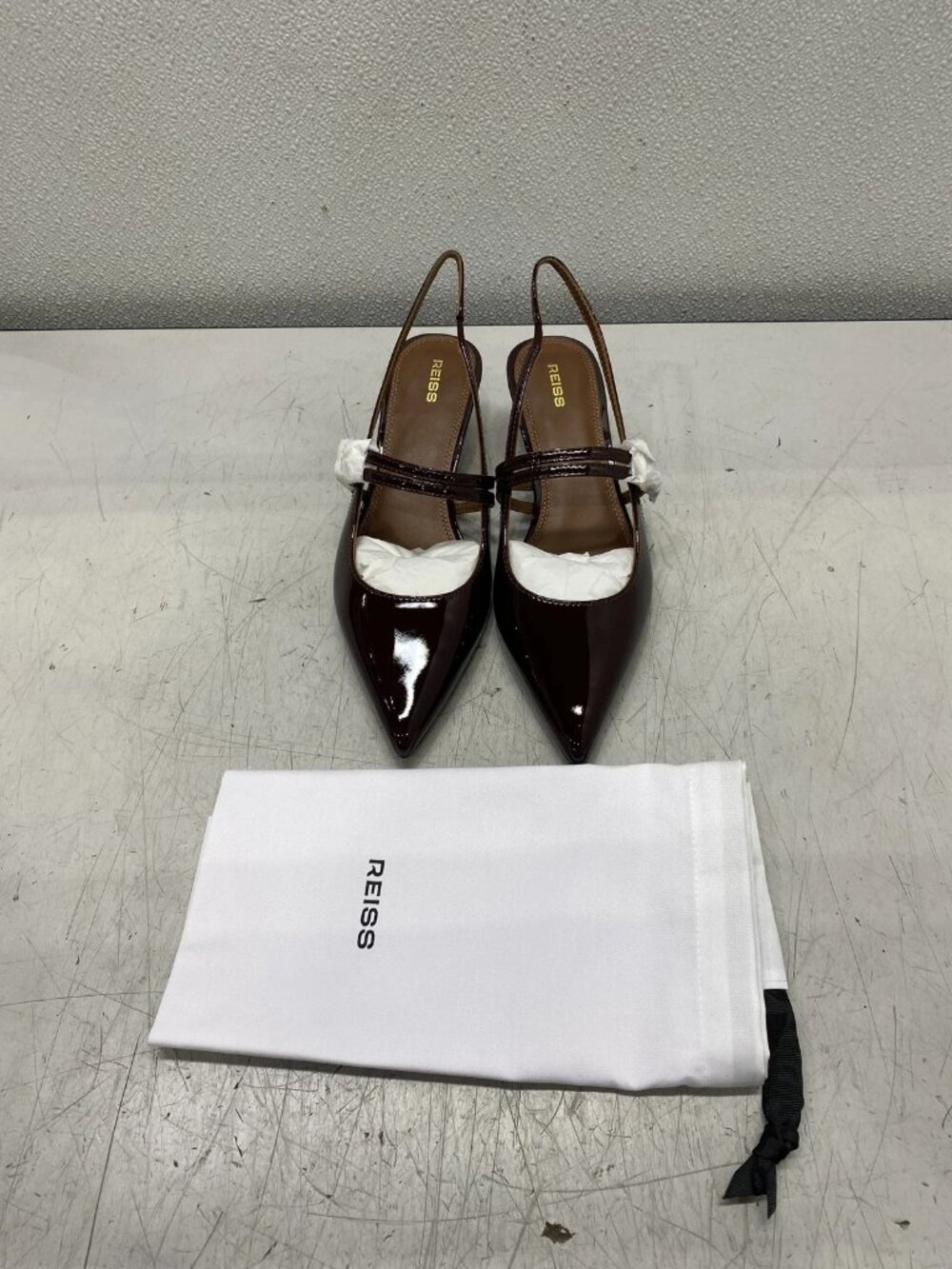 Reiss Isla Burgundy Leather Buckle Low Heels Women's Size 8.5-9